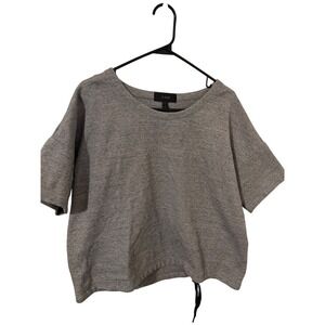 J Crew Gray Crew Neck Cropped Sweatshirt Top Drawstring Waist Women Medium